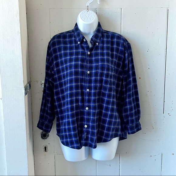 Vintage Y2K Old Navy Plaid Flannel Button Down Shirt Top - Picture 3 of 11